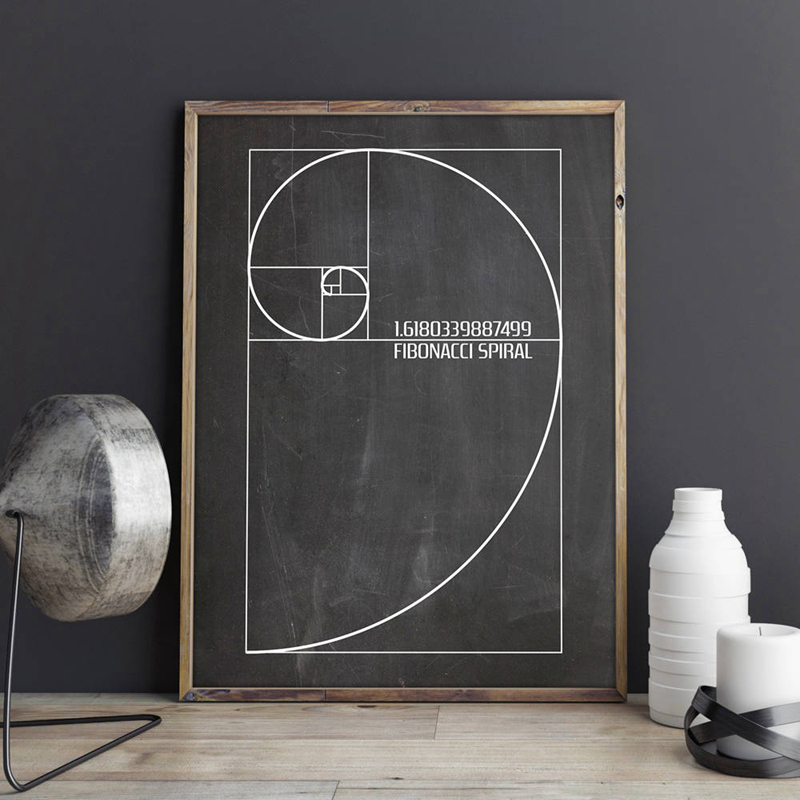 Interior Design Studio - Fibonacci Spiral Seni Dinding Paten Lukisan
