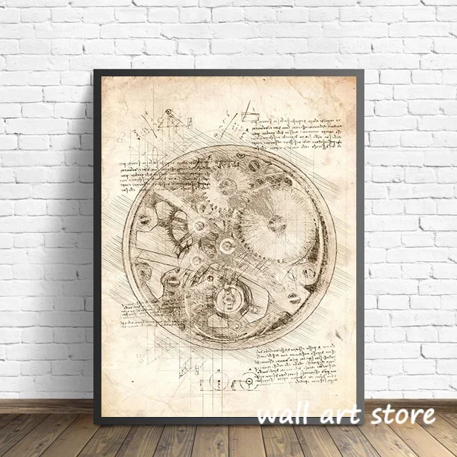 Jam tangan antik Poster sketsa - Interior Design Studio ulasan dan harga