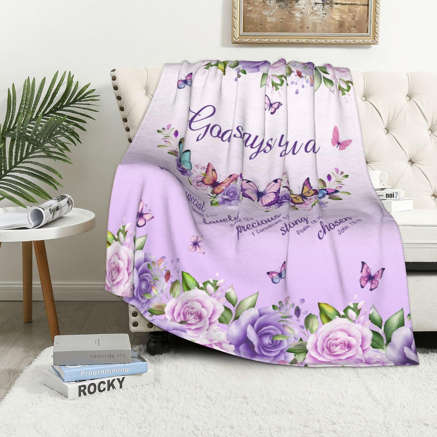 Selimut Bulu Motif Mawar Ungu  - Interior Design Quotes ulasan dan harga